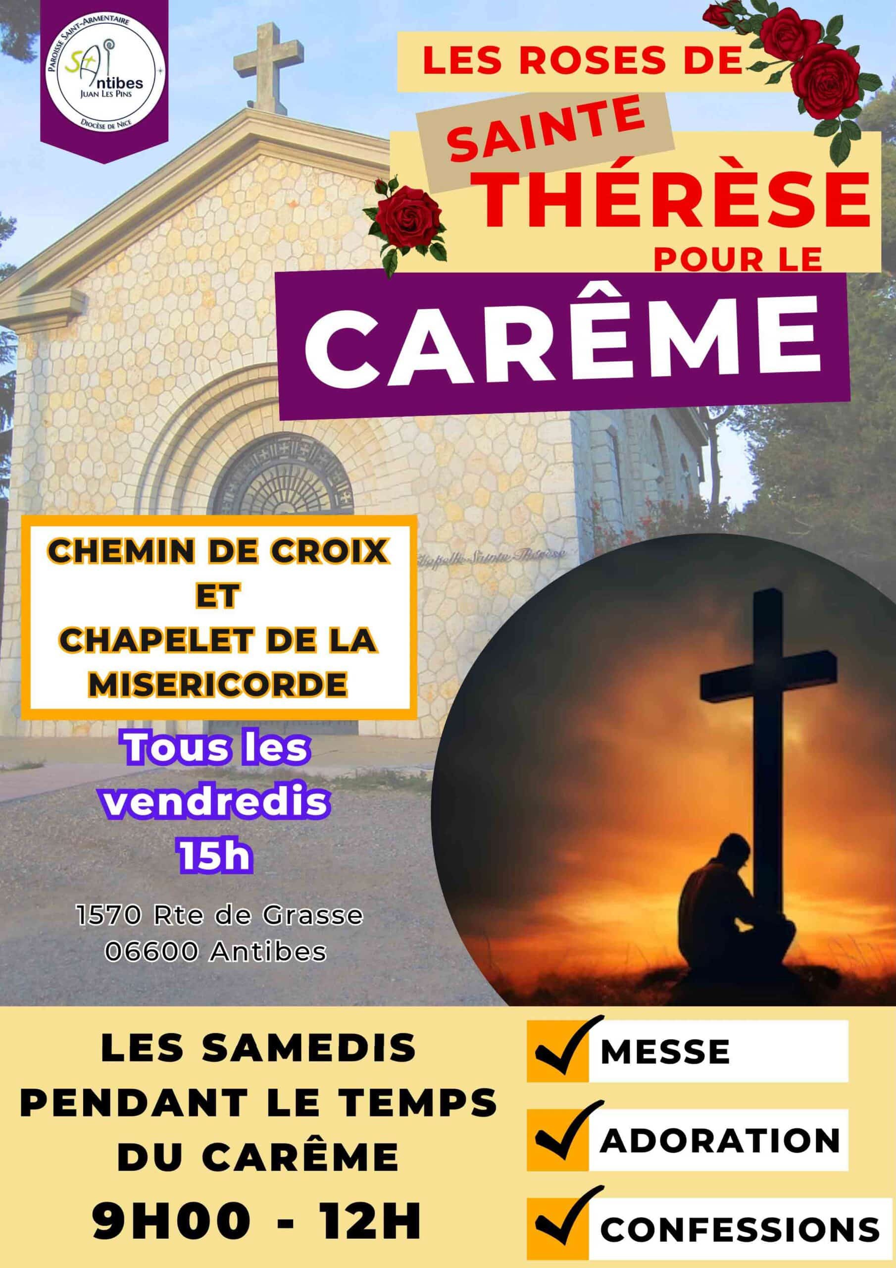 chemin croix roses thérèse carême